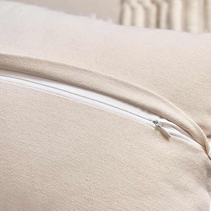 Aeckself Boho Chenille Tufted Pillow Cover 20 x 20 Inch, Decorative Square Throw Pillow Cover Neutral Pillowcase for Couch Bedroom Living Room, Brown White