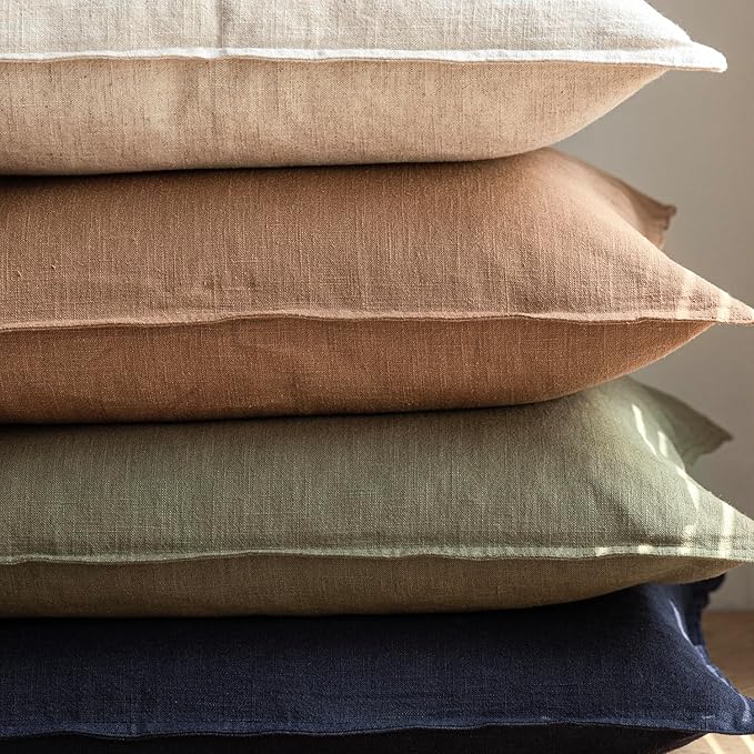 Foindtower Pack of 2, Decorative Linen Soild Throw Pillow Covers Soft Accent Cushion Case Farmhouse Neutral Pillowcase for Chair Couch Sofa Bedroom Living Room Home Decor 22x22 Inch Olive Branch Green