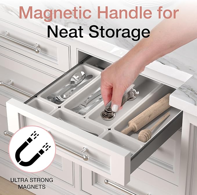 Magnetic Measuring Spoons Set - Stainless Steel, Double Ended, Stackable & Nested Design for Dry and Liquid Ingredients, Ideal for Spice Jars, 9-Piece Set with Leveler (Country Chic)