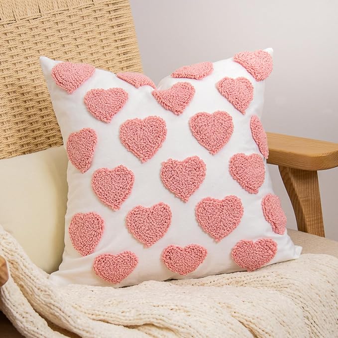 lifein 18x18 Pillow Covers-Throw Pillow Cover,Tufted Boho Jacquard Pillow Covers,Farmhouse Decorative Pillow Cover,Pillow Cases for Gift,Couch,Sofa,Bed,Chair,Living Room,Home Decor(18x18inch)