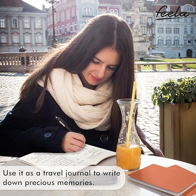 feela 36 Pack Soft Cover Journal Bulk, Lined Blank Travel Journal for Women Men Writing, Notebooks College Ruled for Work, Note Taking Notebook School Business Supplies, 8.2” x 5.5”, A5, Dark Orange