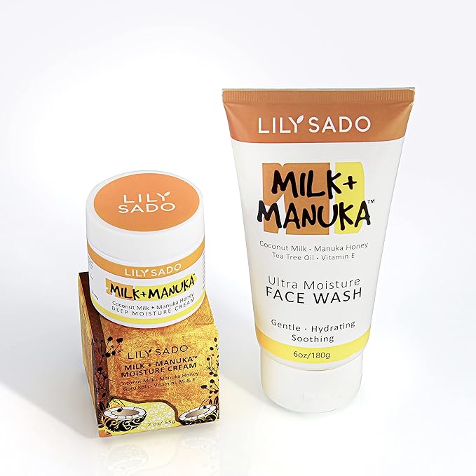 LILY SADO MILK+MANUKA™ Coconut Milk and Manuka Honey Natural Face Moisturizer - Non Greasy Organic Facial Cream with Cocoa Butter and Gotu Kola - Amazing Anti-aging Formula