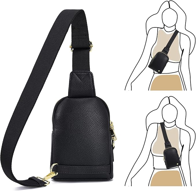 INICAT Travel Small Sling Bag Leather Crossbody Bags for Women Fanny Packs Cross Body Bag for Woman Cross Body Purses