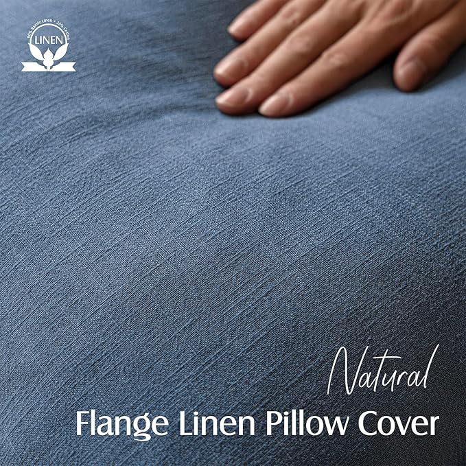 Foindtower Pack of 2, Decorative Linen Soild Throw Pillow Covers Soft Accent Euro Cushion Case Farmhouse Neutral Pillowcase for Chair Couch Sofa Bedroom Living Room Home Decor 20 x 20 Inch Dark Blue