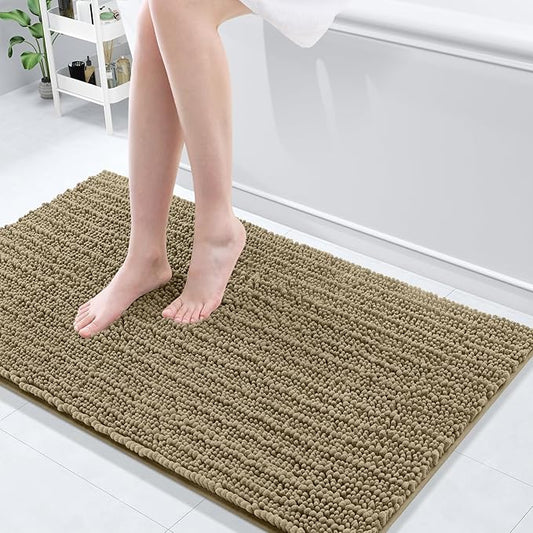 Arotive Luxury Chenille Bathroom Rug Mat, Extra Soft Thick Absorbent Shaggy Bath Rugs, Non-Slip Machine Wash Dry, Plush Bath Mats for Bathroom, Shower and Tub, 44x24, Camel