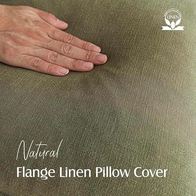 Foindtower Pack of 2, Decorative Linen Soild Throw Pillow Covers Soft Accent Cushion Case Boho Farmhouse Pillowcase for Chair Couch Sofa Bedroom Living Room Home Decor 16 x 16 Inch Olive Green