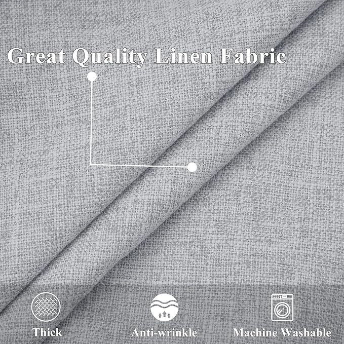 decorUhome Decorative Outdoor Throw Pillow Covers 26x26 Set of 2, Square Linen Rustic Neutral Farmhouse Euro Pillow Covers with Stitched Edge for Couch, Sofa, Living Room, Light Grey