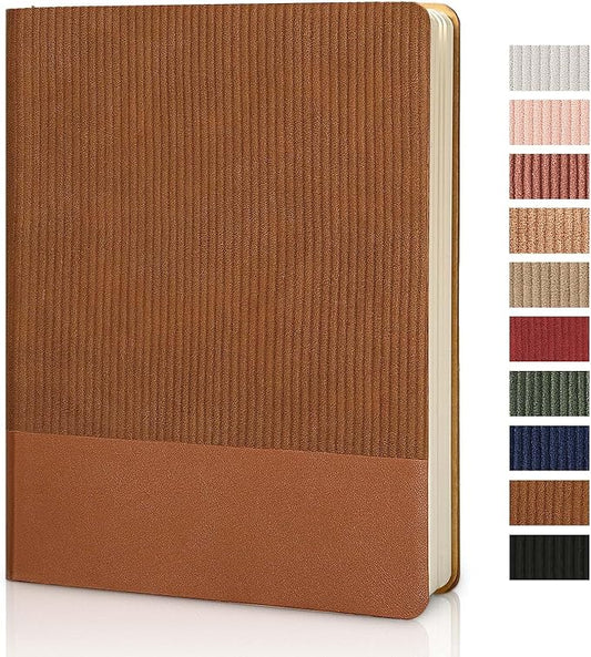 Lined Journal Notebook for Work College Ruled Note Book 5.79"x8.27"A5 PU Leather Daily Journaling 216 Pages for Women Men Writing Home School Supplies Business (B5 Lined 160pages, 10-Brown)