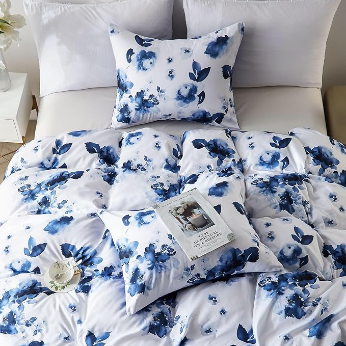 Cupocupa Duvet Cover Full Size Set Boho Floral Pattern Full Duvet Cover Set for Full Size Bed Vintage Soft Bedding Leaf Print Duvet Cover with Pillowcases