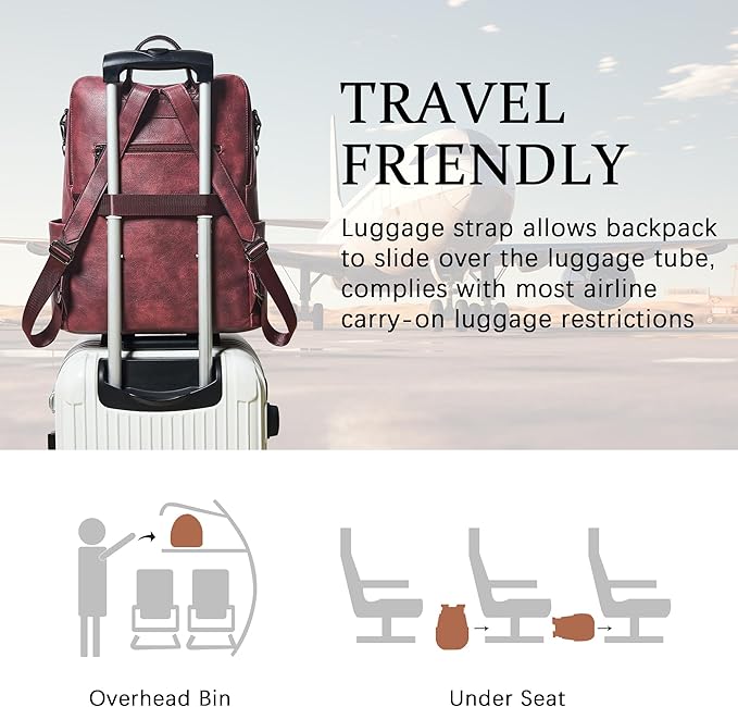 Shrrie Vegan Leather Laptop Backpack for Women 15.6 inch Work Backpack Fashion Travel Backpack Purse for Business College