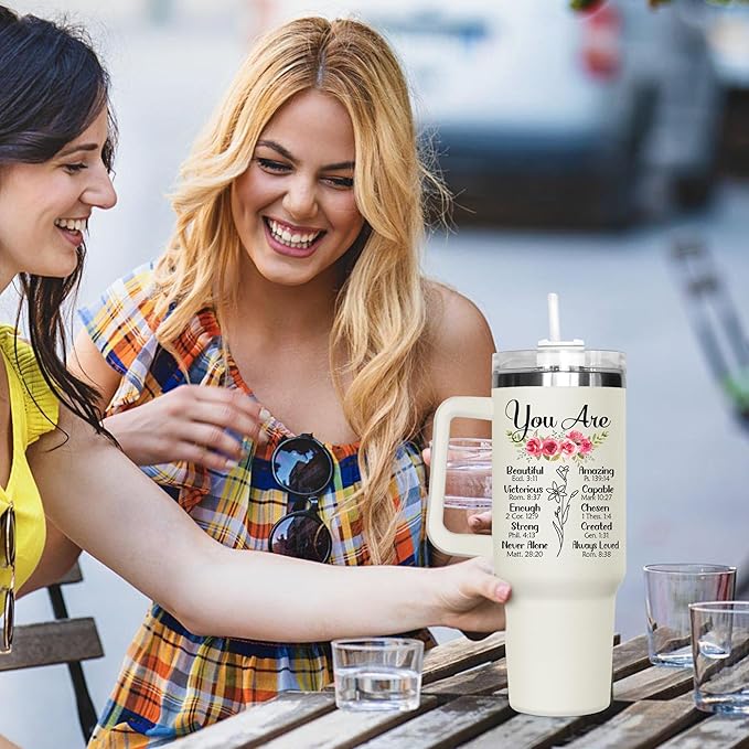 Christian Gifts for Women, Inspirational gifts for woman - Christian Birthday gifts for women friendship, Religious Gifts for Women - Christmas Birthday Woman 40Oz Tumbler with Handle for Girl, Female