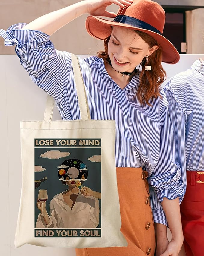 Canvas Tote Bag with Pocket - Aesthetic Cute Canvas Bag for Women Shoulder Totes for Shopping, Work, Gym