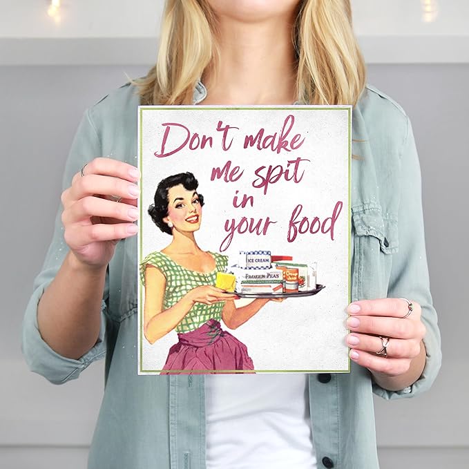 Don't Make Me Spit In Your Food Art Print - Unframed - 8x10 | Fun and Sassy Wall Decor for Home Kitchen, Cafes, or Restaurants | Wall Art Adding a Touch of Humor and Personality to Your Cooking Space