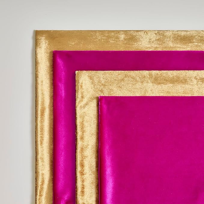 GIGIZAZA Velvet Pillow Covers 16x16,Hot Pink Gold Soft Throw Pillow Covers Set of 4 Square Decorative Modern Pillows Covers for Living Room