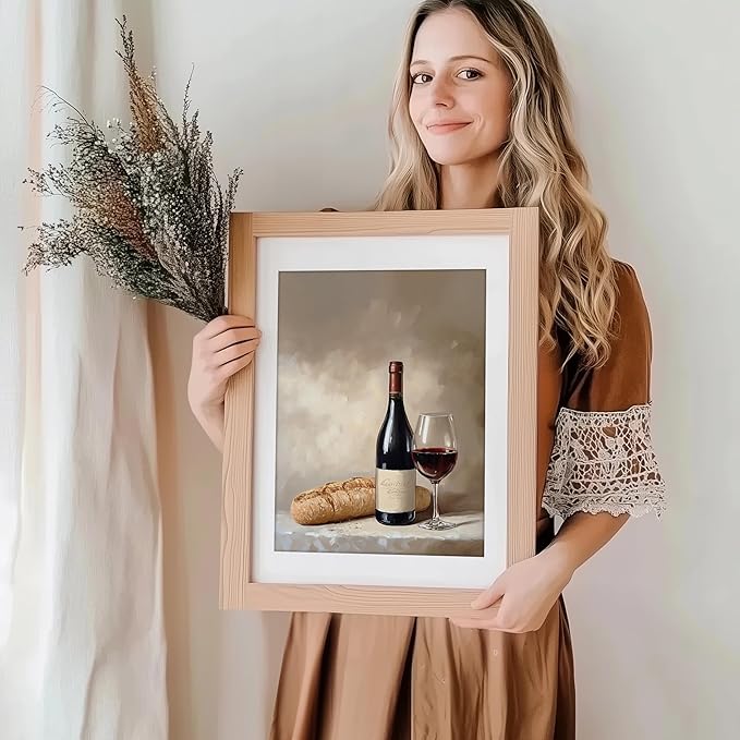 Wine & Bread Still Life Art Print - 8x10 | Vintage Wall Art for Kitchen Decor | Dining Room Wall Pictures for Farmhouse | Rustic Wall Pictures for Living Room