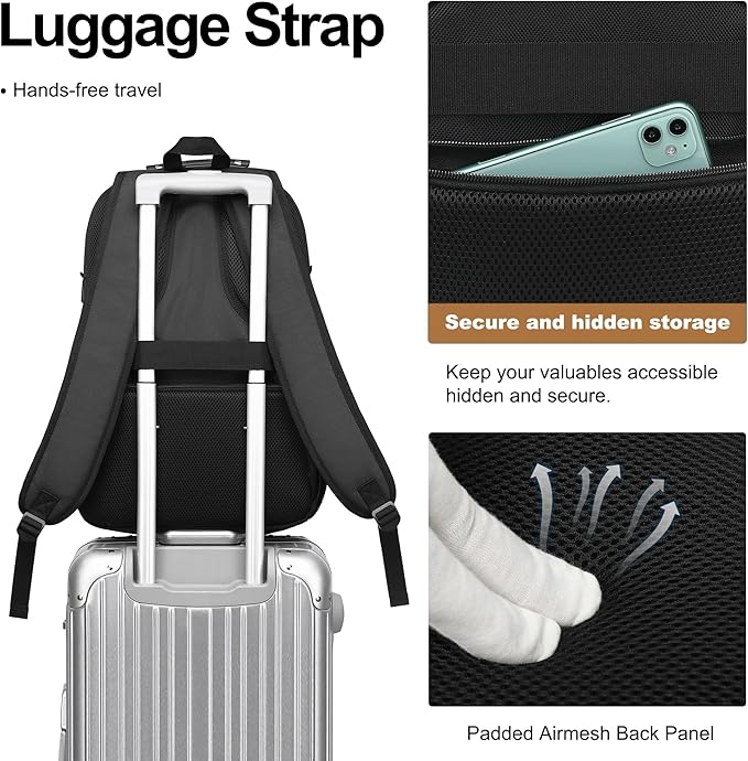 Boavan Laptop Backpack for men, 17.3 inch Laptop Bag with USB Port, Waterproof Travel Work Backpack Purse, Anti-Theft Teacher Nurse Doctor Casual Bookbags Office Business backpack，Black& Purple