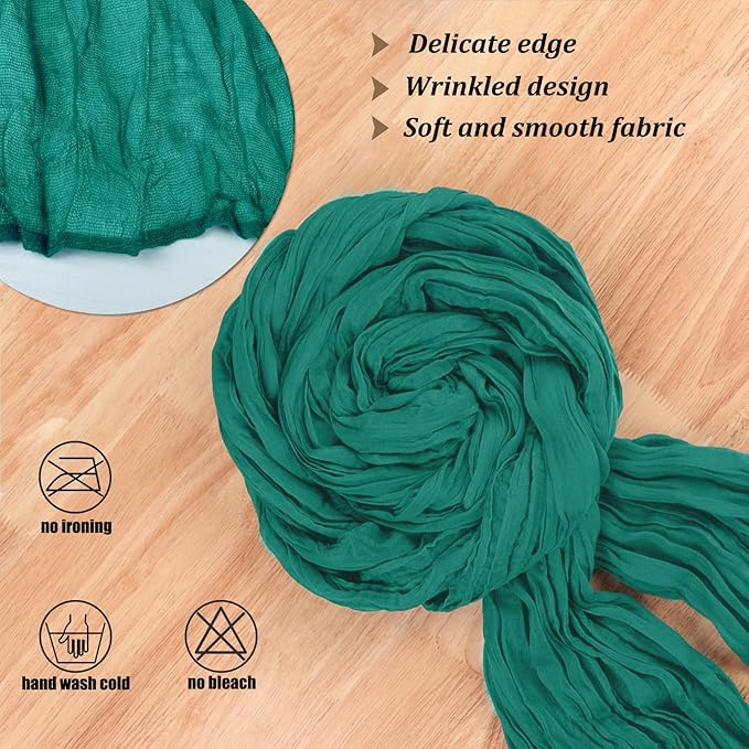 Cheesecloth Table Runner 13.3FT Long Boho Table Runner Rustic Gauze Wedding Dining Table Decorations for Wedding,Bridal Shower,Baby Shower,Bithday Party Table Decorations (Teal,35x160 Inch)