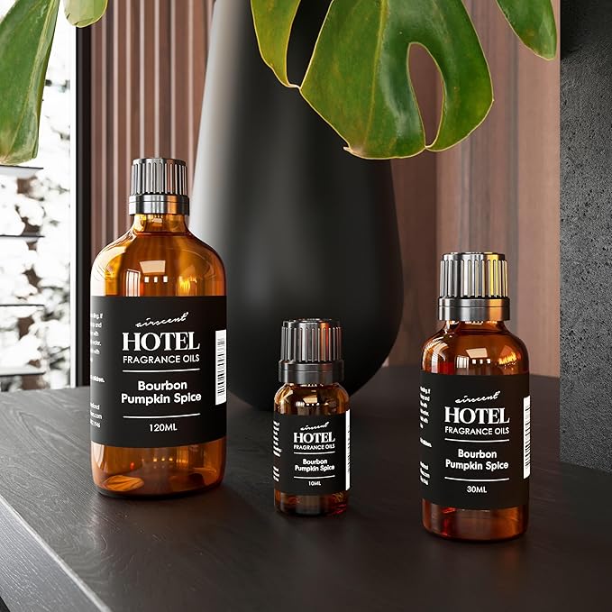 AirScent Bourbon Pumpkin Spice Holiday Diffuser Oil - Premium Holiday Fragrance Oil for Ultrasonic and Waterless Diffusers and Crafting - 10ml, .34 fl oz Glass Dropper Bottle