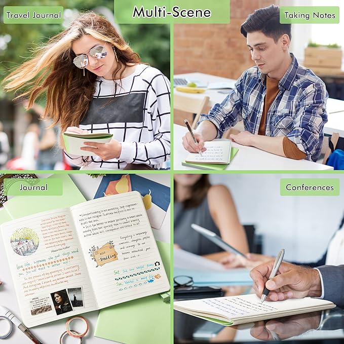 36 Pack Soft Cover Journal Bulk, Feela Lined Blank Travel Journal for Women Men Writing, Notebooks College Ruled for Work, Note Taking Notebook School Business Supplies, 8.2” x 5.5”, A5, Light Green