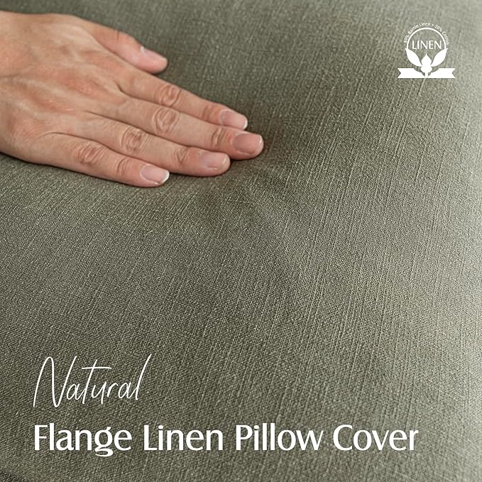 Foindtower Pack of 2, Decorative Linen Soild Throw Pillow Covers Soft Accent Cushion Case Farmhouse Neutral Pillowcase for Chair Couch Sofa Bedroom Living Room Home Decor 16x16 Inch Olive Branch Green