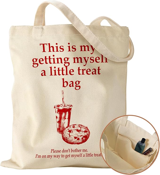 Canvas Tote Bag with Pocket - Aesthetic Cute Canvas Bag for Women Shoulder Totes for Shopping, Work, Gym