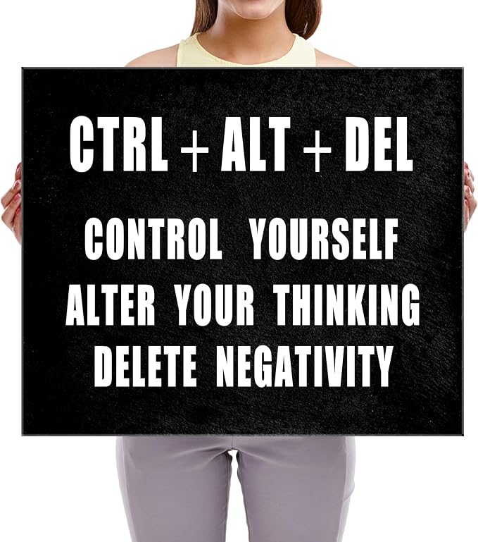 Pyradecor Motivational CTRL+ALT+DEL Classroom Positive Quotes Inspirational Poster Canvas Prints Wall Art for Office Living Room Home Decorations