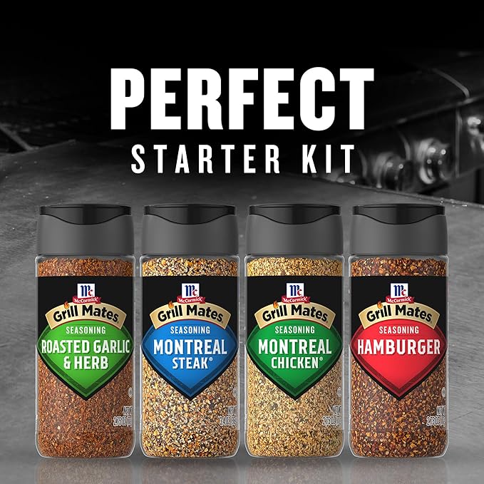 McCormick Grill Mates Spices, Everyday Grilling Variety Pack (Montreal Steak, Montreal Chicken, Roasted Garlic & Herb, Hamburger), 4 Count