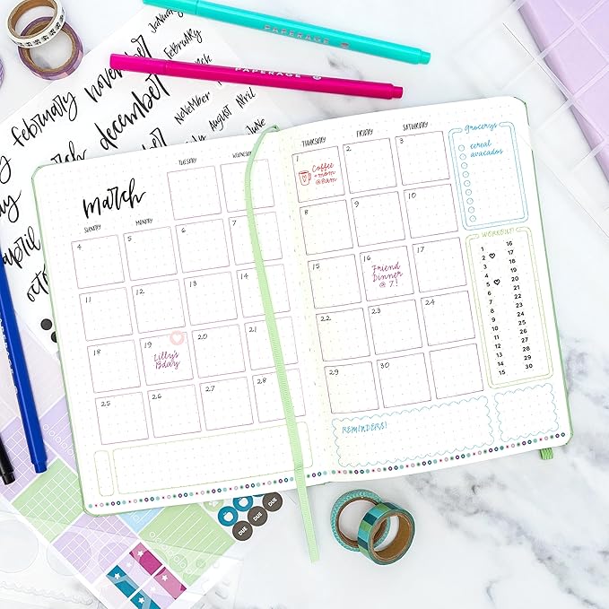 PAPERAGE Dotted Journal Notebook, (Red), 160 Pages, Medium 5.6 in x 8 in - 100 GSM Thick Paper – Hardcover Journaling Notebook for Work, School & Bullet Journaling