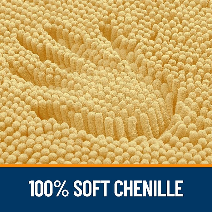 OLANLY Bathroom Rugs 30x20, Extra Soft Absorbent Chenille Bath Rugs, Rubber Backing Quick Dry, Machine Washable Bath Mats for Bathroom Floor, Tub and Shower, Home Decor Accessories, Yellow