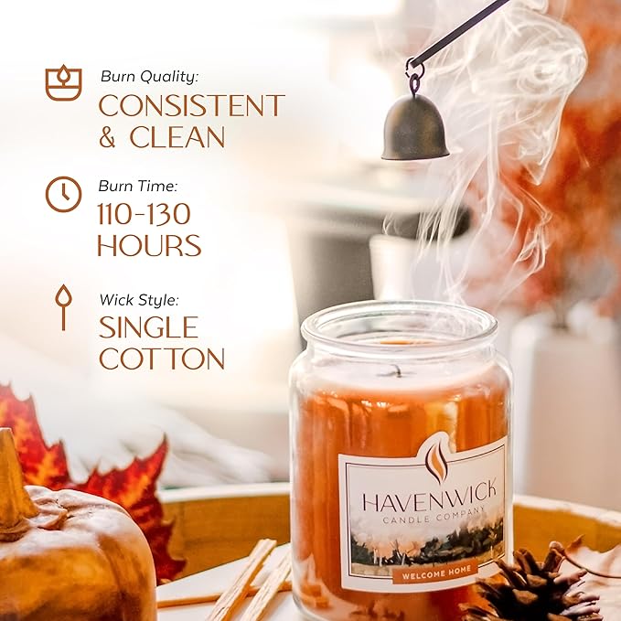 Havenwick Welcome Home Soy Blend 22-oz Large Jar Candle, Long Lasting 110-130 Hour Burn Time with Single Cotton Wick, Relaxing Scented Candles for New Home Gift & Housewarming Parties