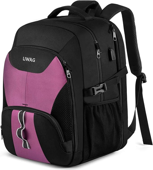Business Laptop Backpacks for Women Girls,Men Extra Large Travel Backpack with USB Charging Port,TSA Anti Theft Durable Water Resistant College School Computer Bag Fits 17.3'' Laptop Notebook,Purple
