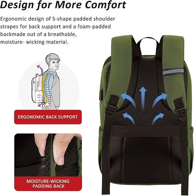 MAXTOP Deep Storage Laptop Backpack with USB Charging Port[Water Resistant] College Computer Bookbag Fits 16 Inch Laptop