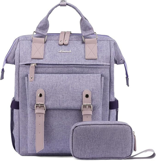 LOVEVOOK Laptop Backpack Purse for Women, Cute College School Backpack Bookbag For Teenager Girls, Teacher Nurse Bags Work Travel Backpack, Business Computer Laptop Bag Daypack, 15.6 Inch, Purple
