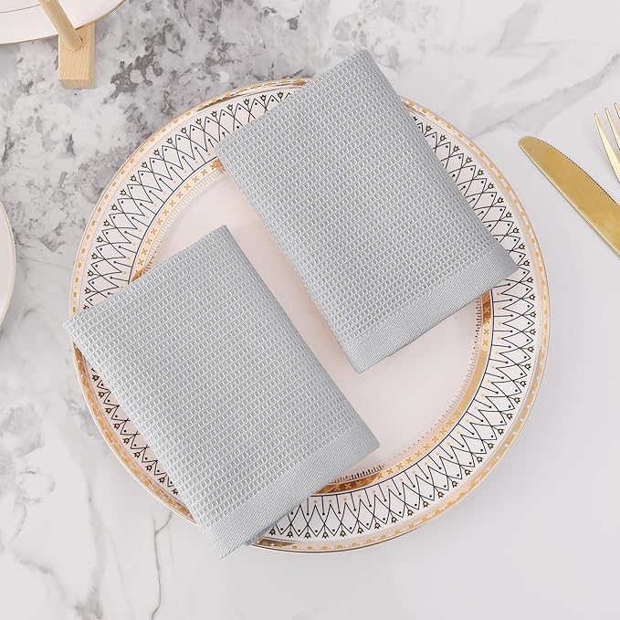 Homaxy 100% Cotton Waffle Weave Dish Cloths - 6 Pack Soft and Absorbent Dish Towels - 12 x 12 Inches Quick Dry Dish Rags - Light Grey