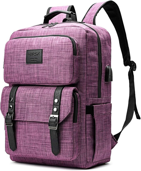 HFSX Laptop Backpack Women Men College Backpacks Bookbag Vintage Backpack Book Bag Fashion Back Pack Anti Theft Travel Backpacks with Charging Port fit 15.6 Inch Laptop