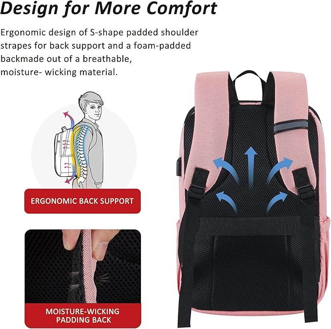 MAXTOP Deep Storage Laptop Backpack with USB Charging Port[Water Resistant] College Computer Bookbag Fits 16 Inch Laptop