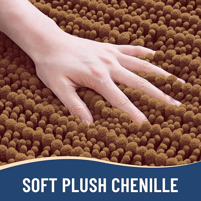 Arotive Luxury Chenille Bathroom Rug Mat, Extra Soft Thick Absorbent Shaggy Bath Rugs, Non-Slip Machine Wash Dry, Plush Bath Mats for Bathroom, Shower and Tub, 36x24, Ochre
