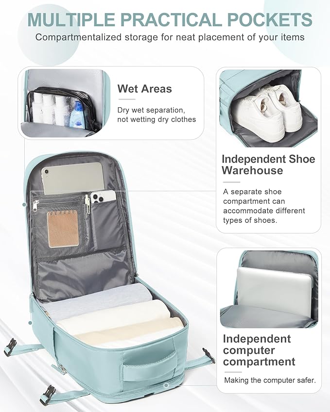 coowoz Travel Backpack Carry On for Women Man Gym Backpacks with Laptop Compartment Mochila de Viaje Teacher Personal Item Backpack Airplane Accessories Must Haves Blue Small