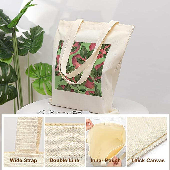 Tote Bag for Women, Canvas Tote Bag with Pockets,Canvas Shopping Bags,Reusable Grocery Bags