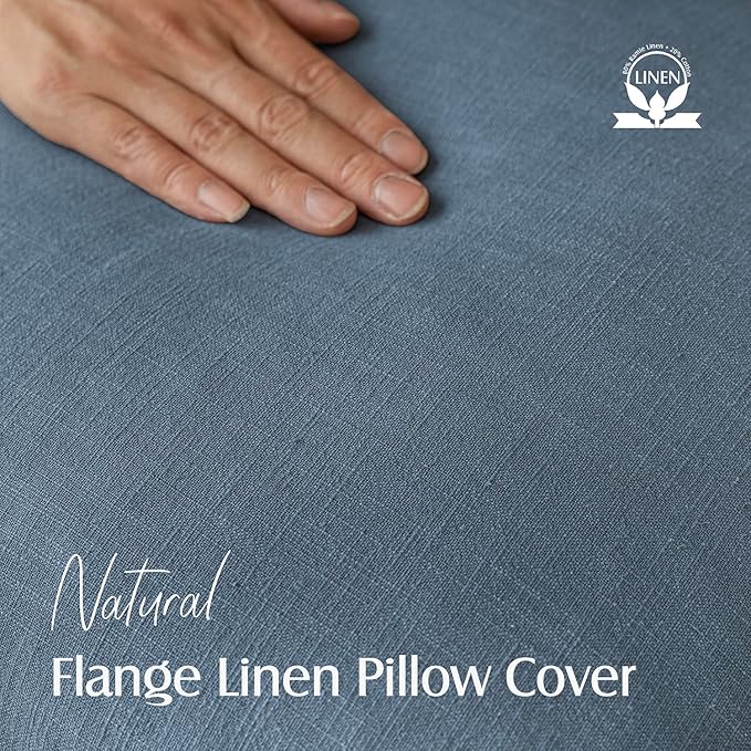 Foindtower Set of 2, Decorative Linen Soild Throw Pillow Covers Soft Accent Cushion Euro Case Boho Farmhouse Pillowcase for Chair Couch Sofa Bedroom Living Room Home Decor 16 x 16 Inch Misty Blue