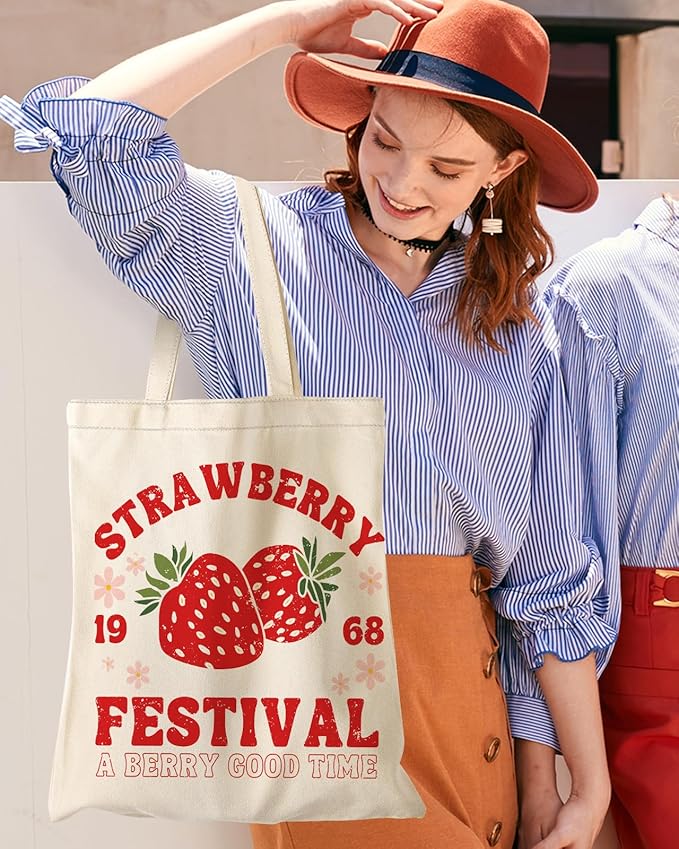 Canvas Tote Bag with Pocket - Aesthetic Cute Canvas Bag for Women Shoulder Totes for Shopping, Work, Gym