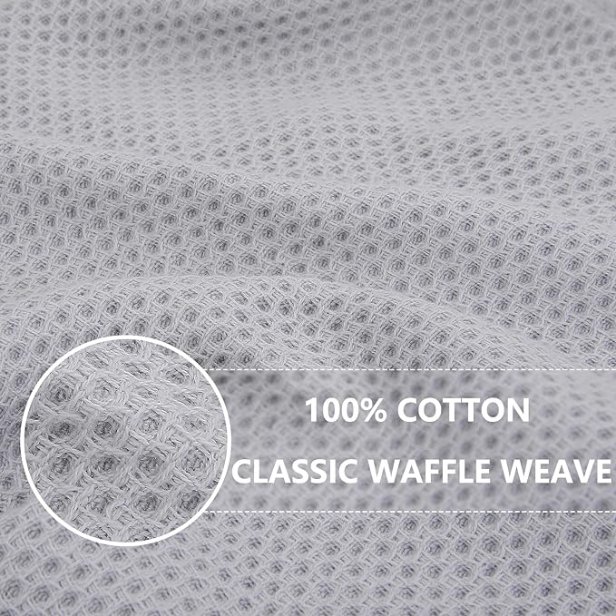 Homaxy 100% Cotton Waffle Weave Kitchen Dish Towels, Ultra Soft Absorbent Quick Drying Cleaning Towel, 13 x 28 Inches, 8-Pack, Light Gray