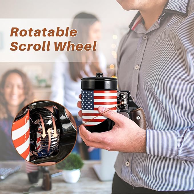 Novelty Coffee Mugs for Men, Ceramic Funny Gun Cup, Revolver Mugs, Birthday Gifts for Father, Black Cool Unique Coffee Mug for Men, Fathers Day Dad Gifts(16 oz Black Flag)