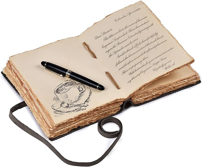 LEATHER VILLAGE Leather Bound Floral Embossed Journal for Women Men - 200 Pages, 6”X4”(A6), Black - Book of Shadows, Vintage Blank Paper Travel Diary, Notebook for Writing, Drawing, Sketchbook