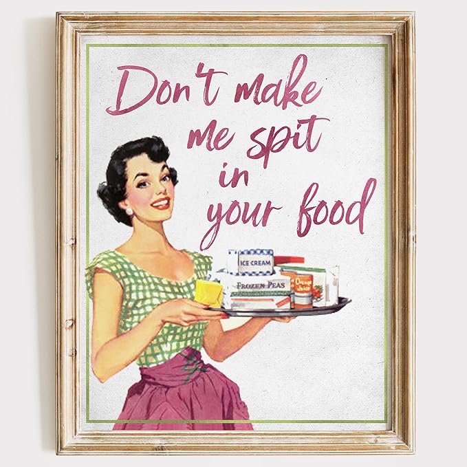 Don't Make Me Spit In Your Food Art Print - Unframed - 8x10 | Fun and Sassy Wall Decor for Home Kitchen, Cafes, or Restaurants | Wall Art Adding a Touch of Humor and Personality to Your Cooking Space