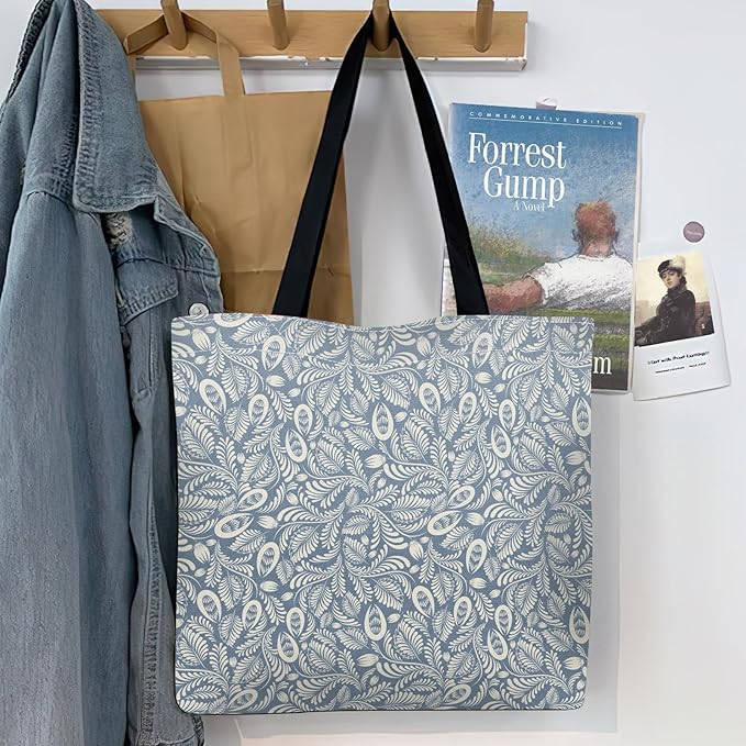 Canvas Tote Bag for Women，Cute Heavy-Duty Shoulder Bag with Zipper Pocket -Travel Tote for Grocery, Gym,Shopping