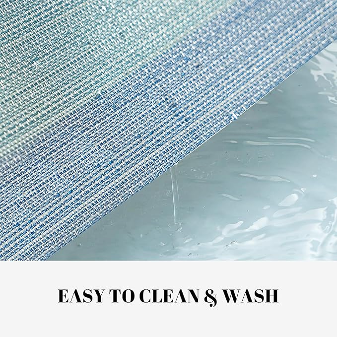 Placemats Set of 6 Vinyl/Plastic Woven Place Mats for Kitchen Table Indoor/Outdoor Washable Placemat Wipeable Dining Table Mats (Ocean Geode,6)