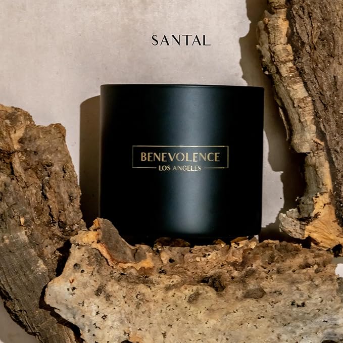 Benevolence LA 3 Wick Candle, Santal Large Scented Candle | Soy Candles | Gifts for Women and Men | Home Fragrance | Aromatherapy | Bathroom Freshener 14.5 Oz, 45 Hour Burn