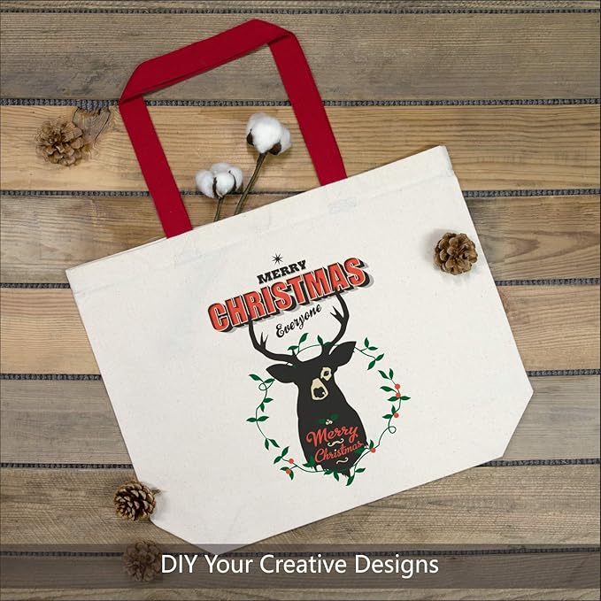 TOPDesign 2-Pack Canvas Tote Bags with Magnetic Snap, Reusable Grocery Shopping Bags, DIY Your Creative Designs