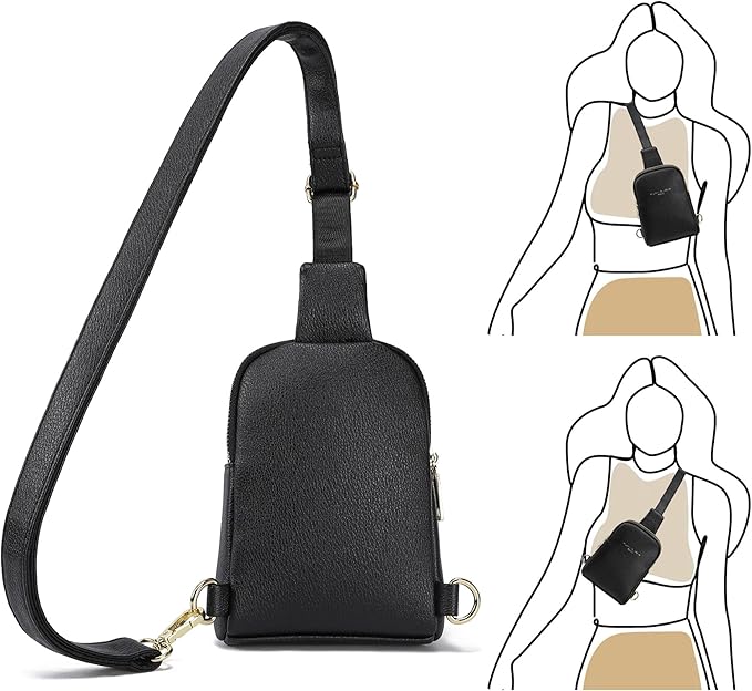 INICAT Travel Small Sling Bag Leather Crossbody Bags for Women Fanny Packs Cross Body Bag for Woman Cross Body Purses